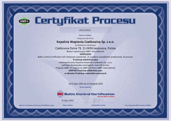 Certyfikat GMP+ B2